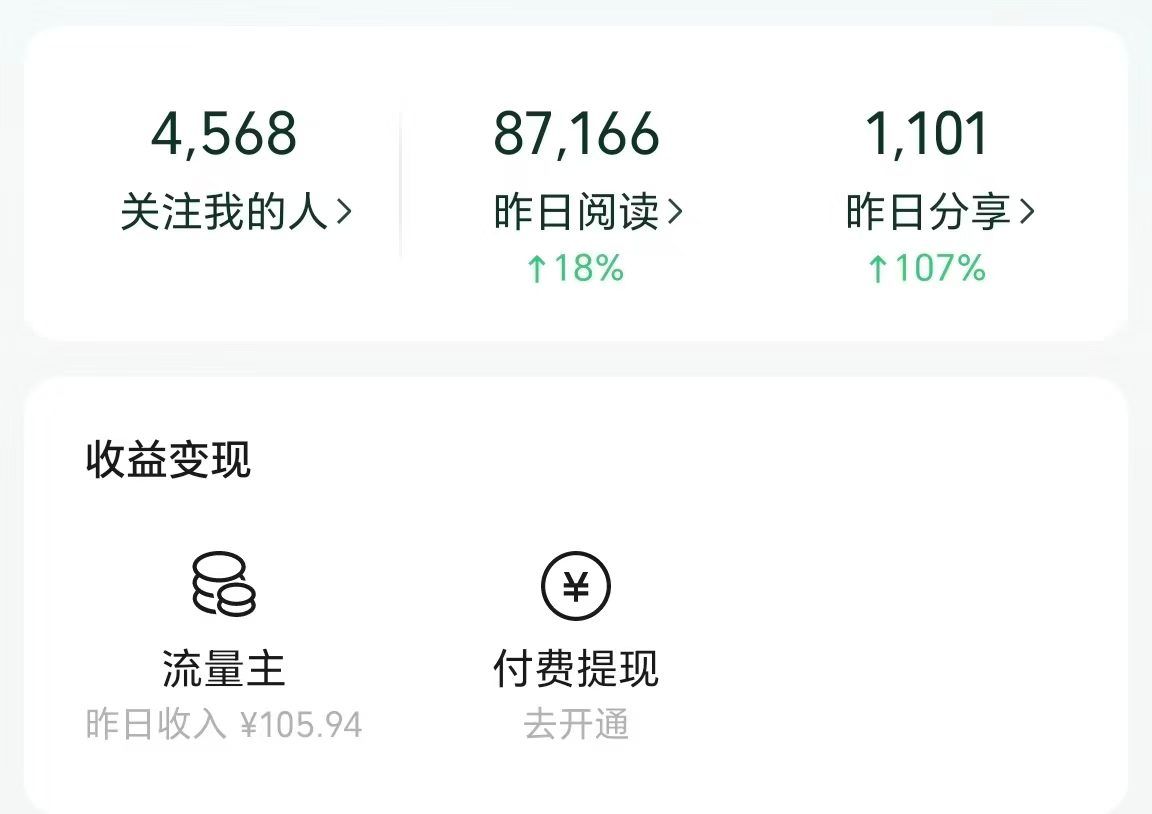 学员账号4568粉日阅读8.7万数据截图